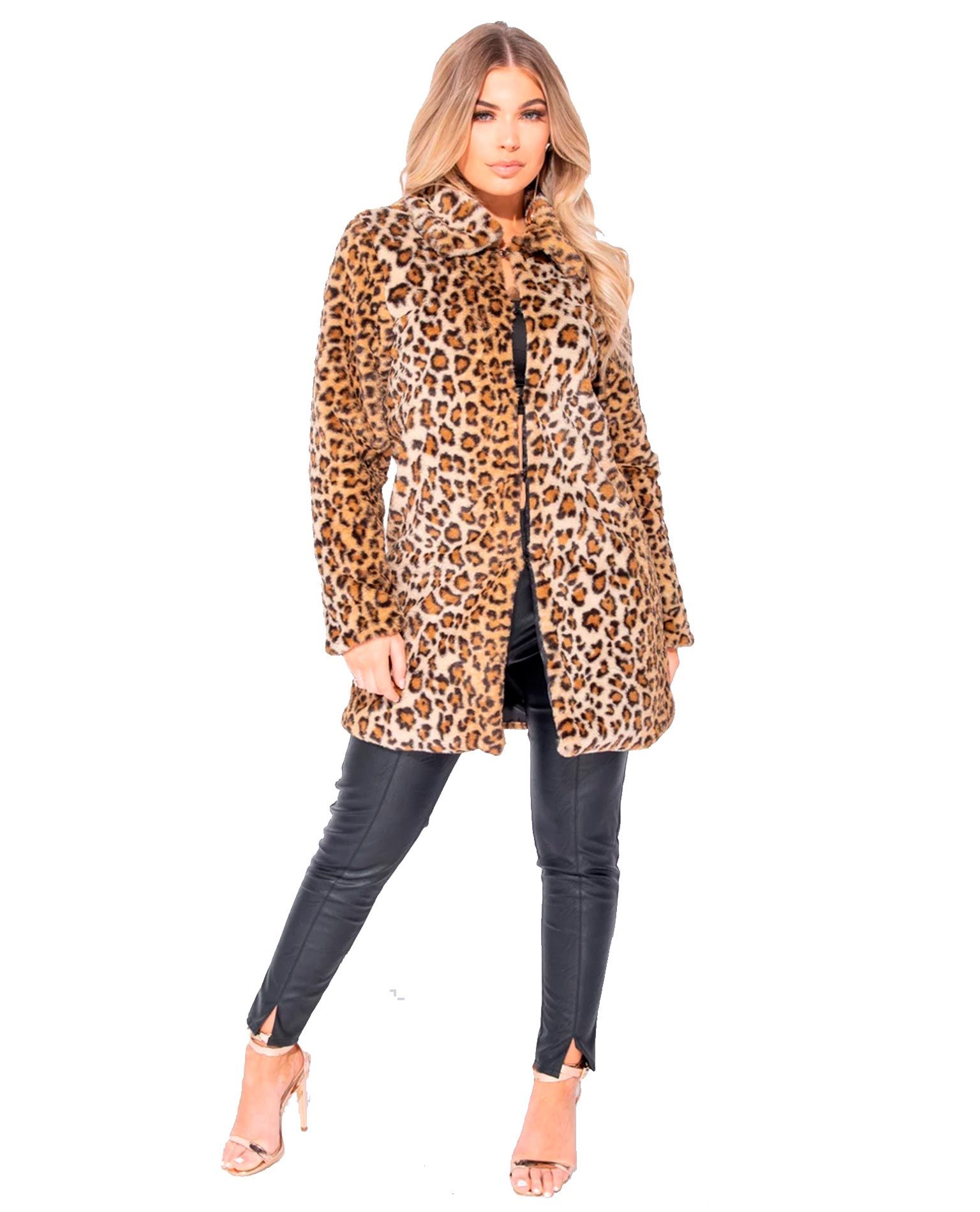 Parisian Leopard Faux Fur Jacket Jenine - 2649 - Tops 